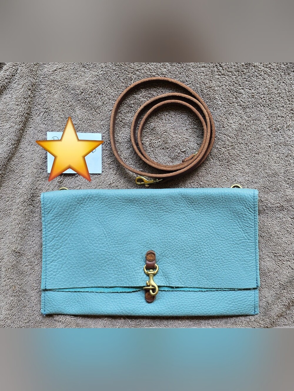 Meanwhile Bck On The Farm Blue Leather Foldover Crossbody BNNU